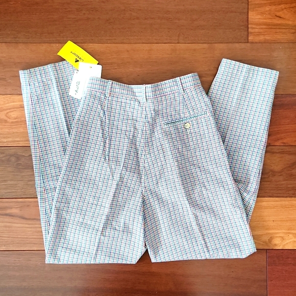 NWT Vintage Liz Claiborne Sport Red/green/blue plaid on tan trousers. Size 2P. - Picture 3 of 5